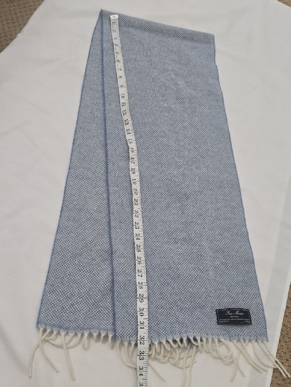 Light Blue Men's Woven Fringe Scarf - Picture 4 of 5
